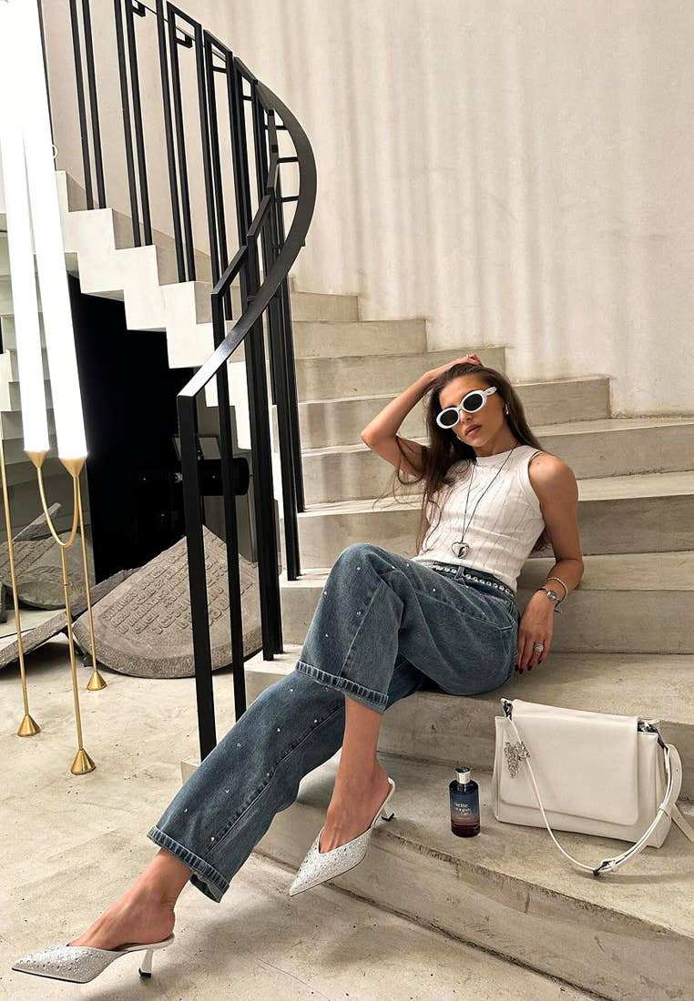 Rag Company - Vente Mules – femme - Mules en satin ornées de strass Aldora1