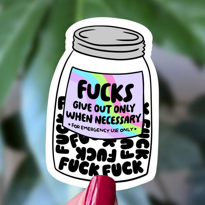 Emergency F*cks Jar Sticker, Funny Mental Health Humor for wholesale by Moonlit Creations