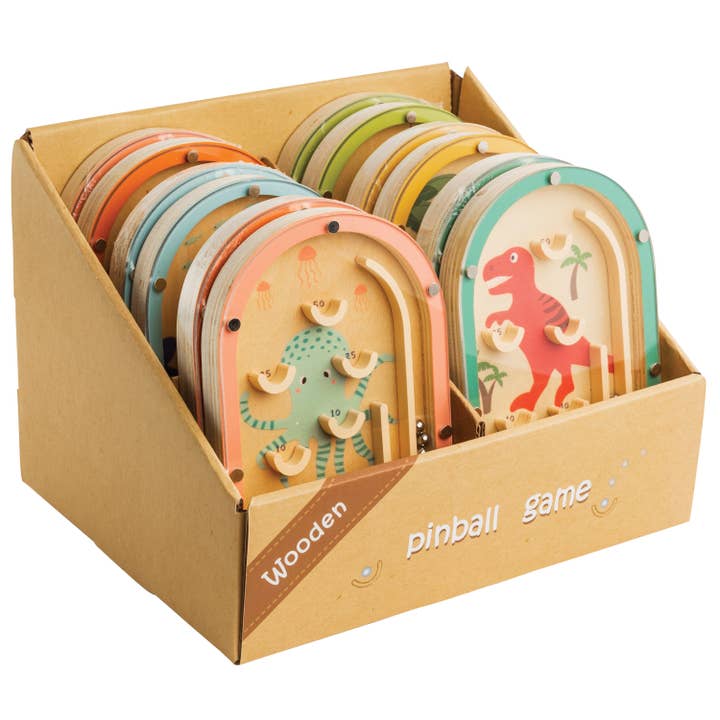 Wooden Pinball Game 12 Unit Display for wholesale by US Toy Company