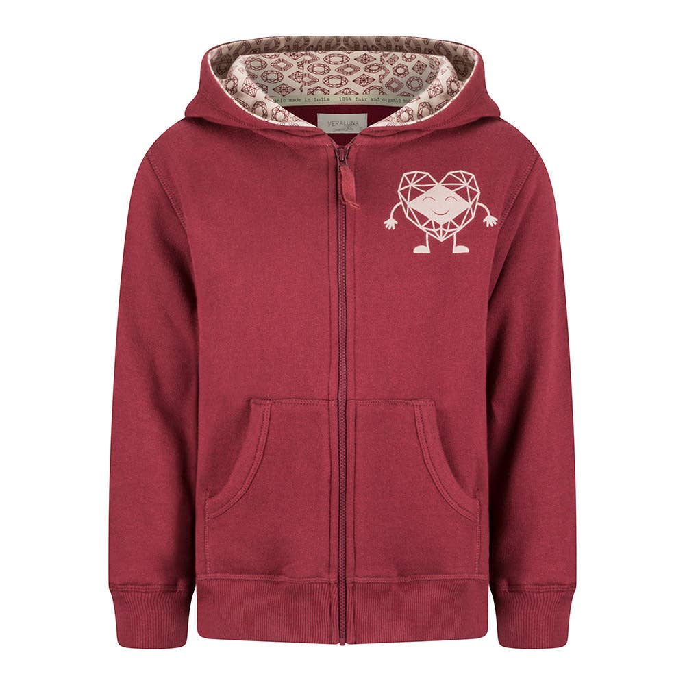 Veraluna Sustainable Clothing – Hoodie - Crianças por atacado – Moletom Orgânico com Capuz Infantil Roca Granate0