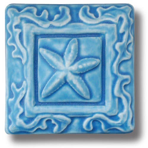 Starfish Tile: Handcrafted Coastal Wall Art for Seaside deco for wholesale by Whistling Frog Tile Inc.