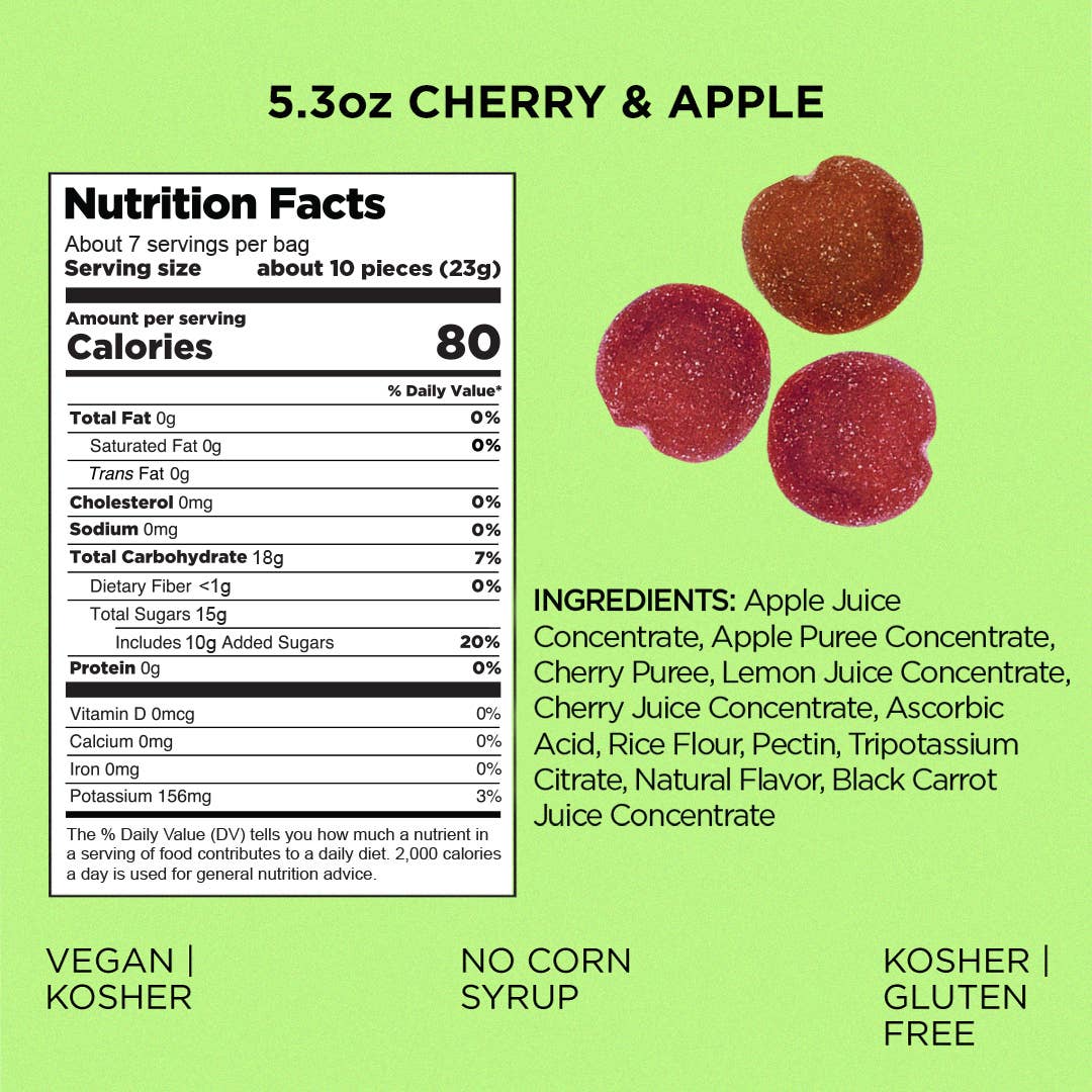Simply Gum - Vente Bonbons gélifiés - Gummies Really Real - Pomme acidulée et cerise (sacs de 5,3 oz)4