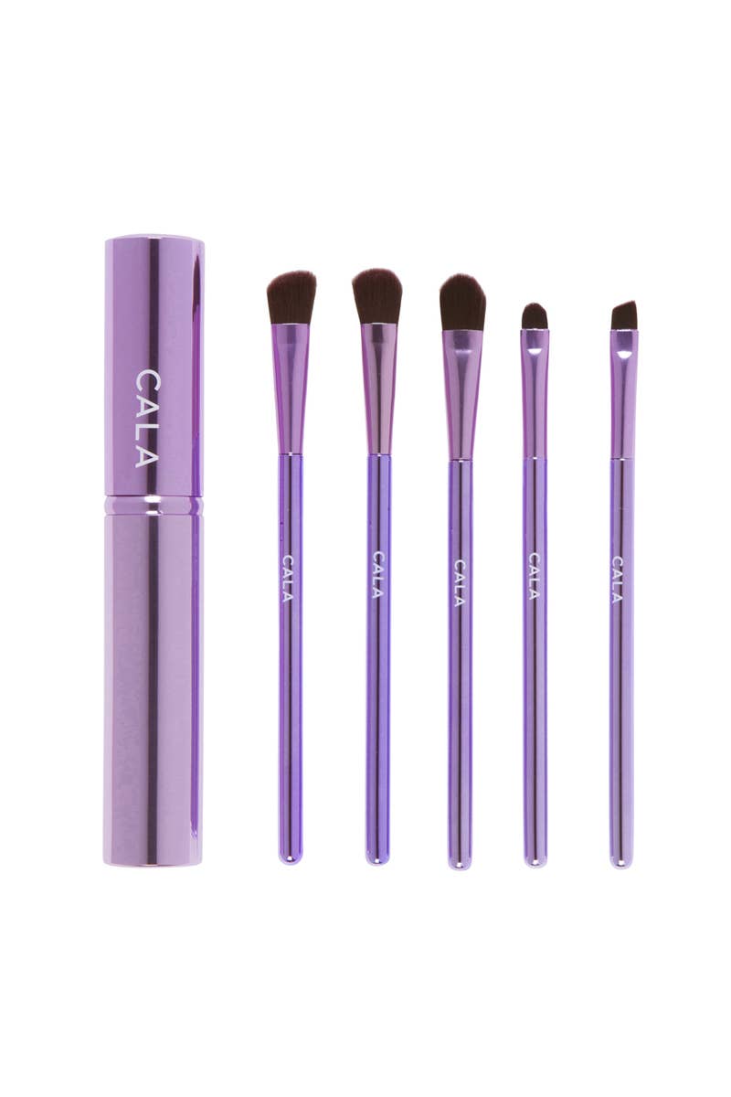 PINEAPPLE Beauty - Wholesale Eye Makeup Brush - CALA 76665 Metallic Pink 5pc Eye Need it Kit w/ Case - 6set1