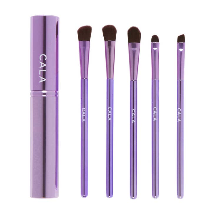 PINEAPPLE Beauty - Wholesale Eye Makeup Brush - CALA 76665 Metallic Pink 5pc Eye Need it Kit w/ Case - 6set1