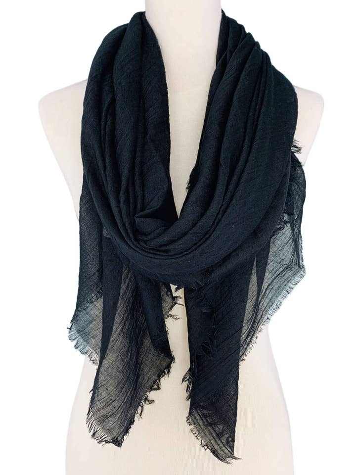 JC020290 Solid Frayed-Edge Scarf for wholesale by JC Sunny Fashion