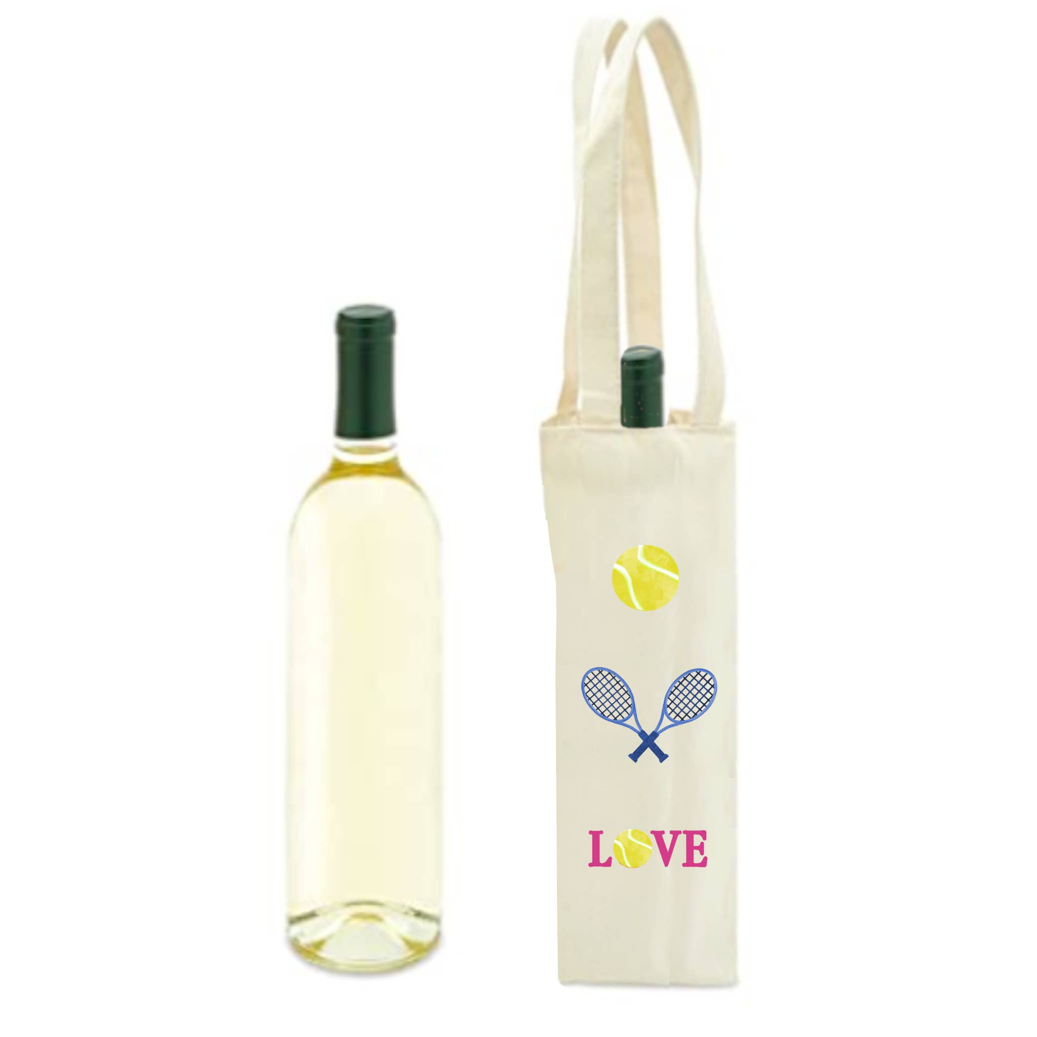 Peachy Pendants - Wholesale Wine Tote - Cotton Wine Tote - Tennis (Choose Design)4