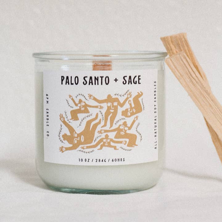 6pm Candle Co. – Großhandel Kerze im Glas / gefüllte Kerze – Palo Santo + Salbei - 10oz Sojakerzen1