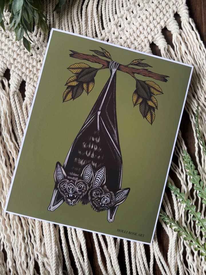 Two Headed Bat Art Print for wholesale by Holli Rose Art
