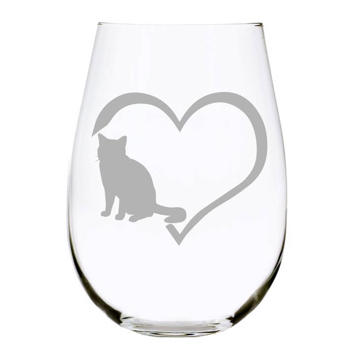 Verre à vin sans pied en forme de cœur de chat, 17 oz. pour la vente par C&M Personal Gifts