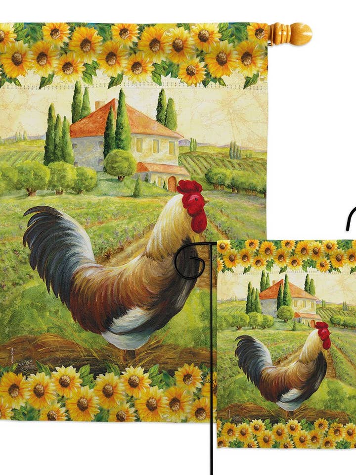 Bandera de decoración primitiva de animales de corral de gallo campestre para venta al por mayor de Two Group Flag Co