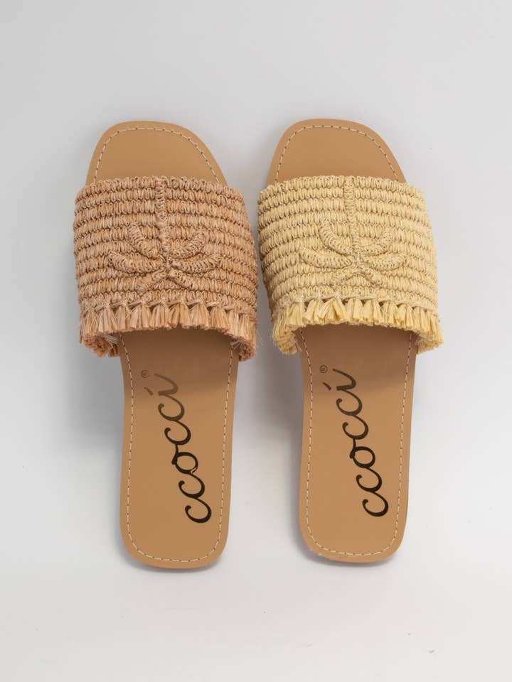CCOCCI - Wholesale Sandals - Women's - SANDY PALM TREE EMBROIDERY DESIGN RAFFIA SANDAL11