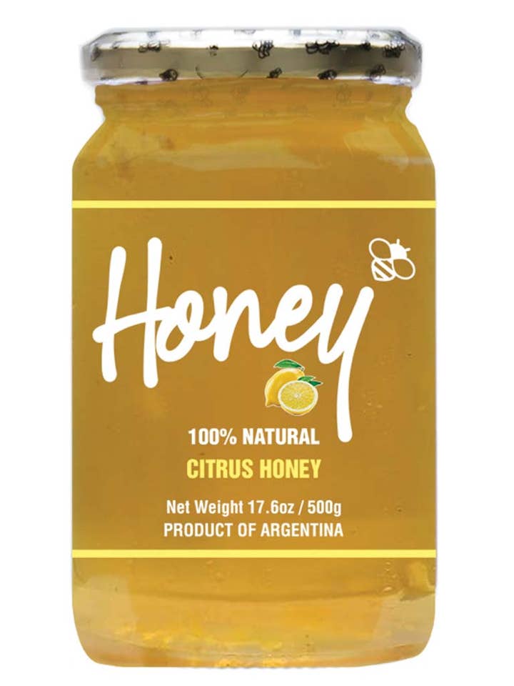17.6 oz Citrus Honey in glass jar for wholesale by Mekor LLC