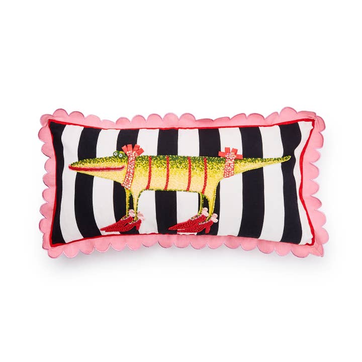 Patience Brewster by MacKenzie-Childs - Wholesale Lumbar Pillow - Patience Brewster Gloria Alligator Striped Lumbar Pillow
