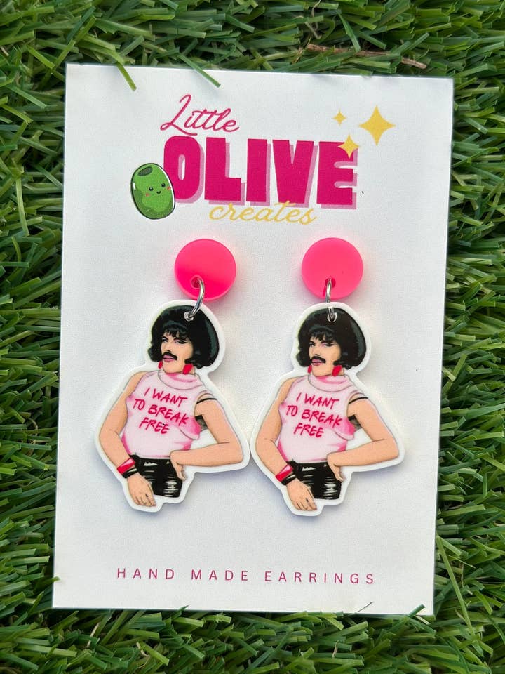 Rock Legend Freddie øreringe: Break Free-kollektion for engroshandel hos Little Olive Creates