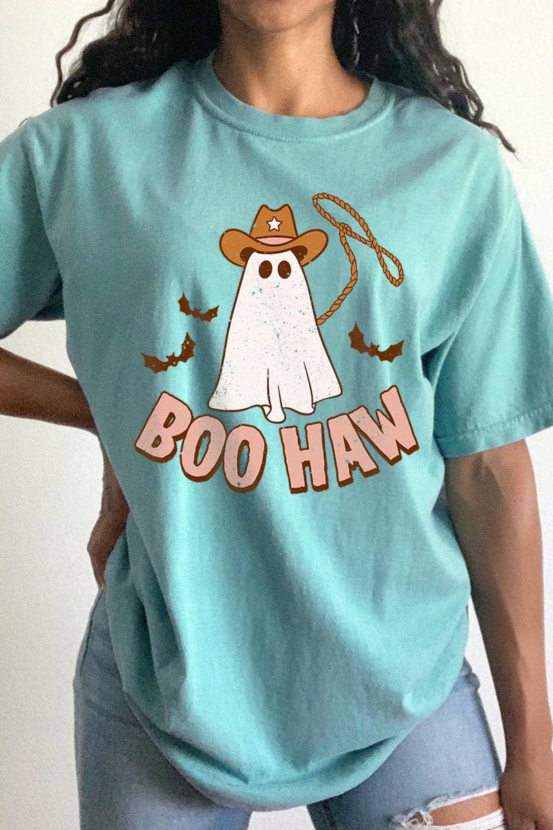 Pink Irene Wholesale - Wholesale Screen Printed T-Shirt - Women's - WESTERN HALLOWEEN GARMENT DYED GRAPHIC TEE7