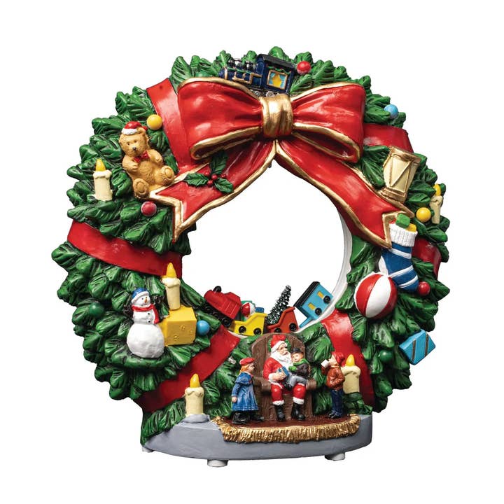 FG Square Geanimeerde Krans - Kerstdorp Accessoire voor wholesale door Forever Gifts Inc.