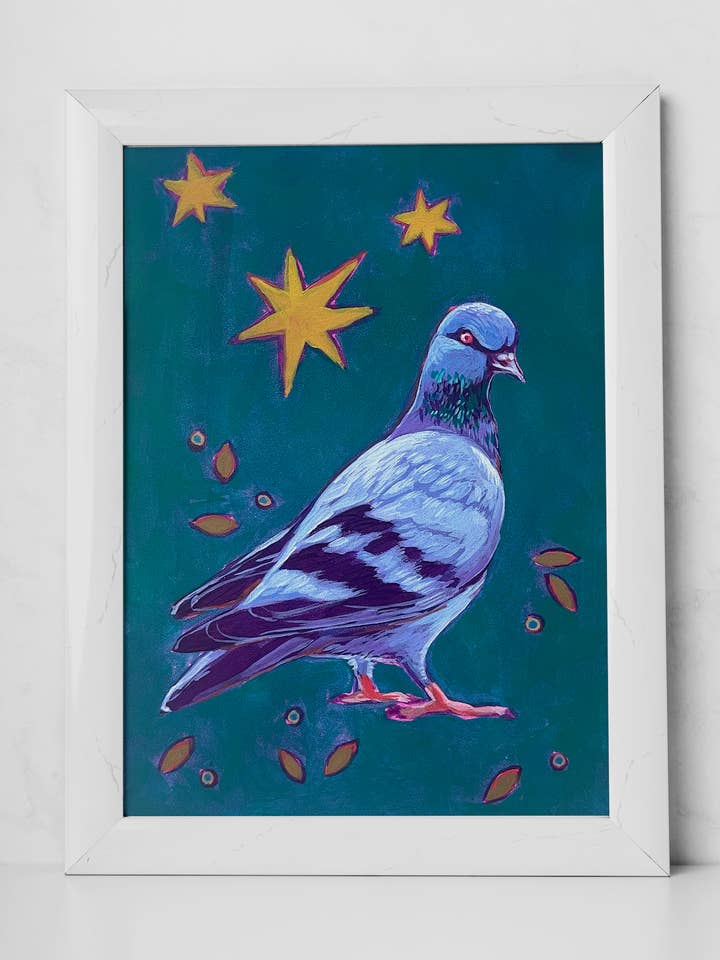 Pigeon Seeds - Gouache Art Print 5x7" for wholesale by Lydia Tonkonow Art and Design LLC