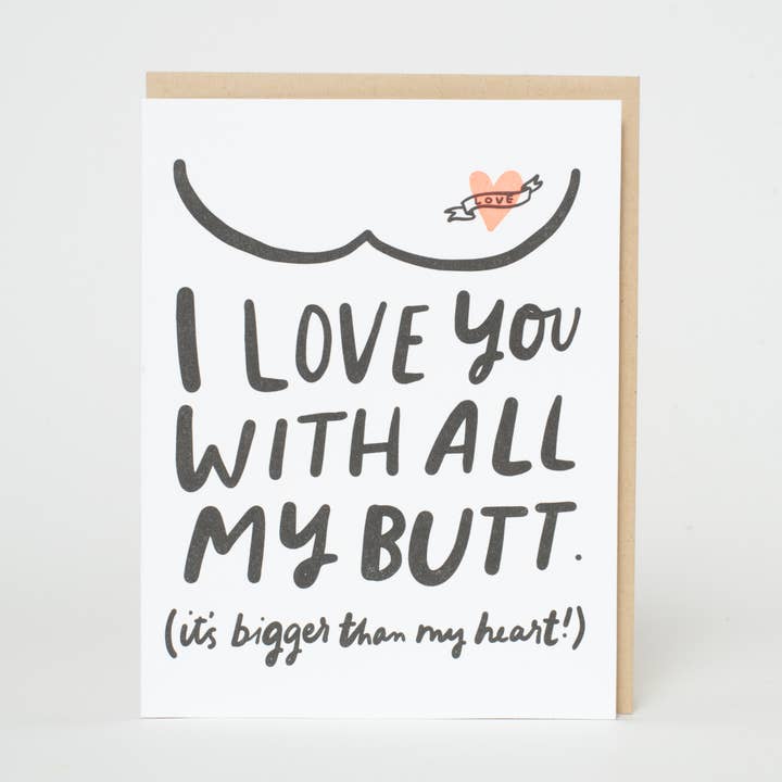 Egg Press Manufacturing - Wholesale Love Card - Funny Butts Love Letterpress Greeting Card by Hello!Lucky0