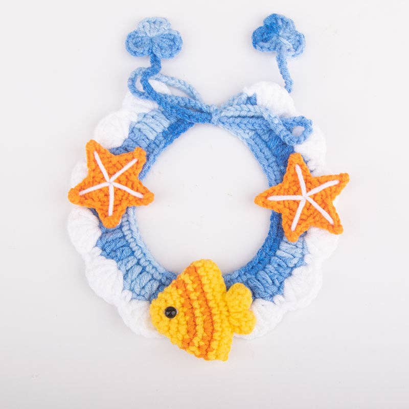 Cheerhunting - Wholesale Pet Collar - Cat - Mokka Knit Adjustable Cat Collar Fish Design - Stylish & Comfortable Collar for Small Pets1