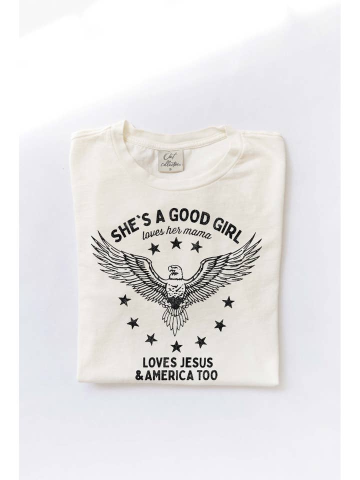 OAT COLLECTIVE - Wholesale Screen Printed T-Shirt - Women's - SHE'S A GOOD GIRLÂ Mineral Washed Graphic Top