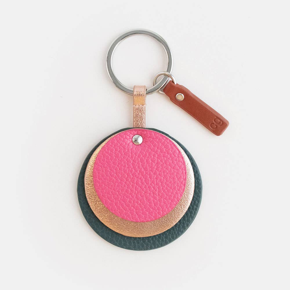 Caroline Gardner - Wholesale Keychain – Women's - Green/Pink Layered Spot Keyring