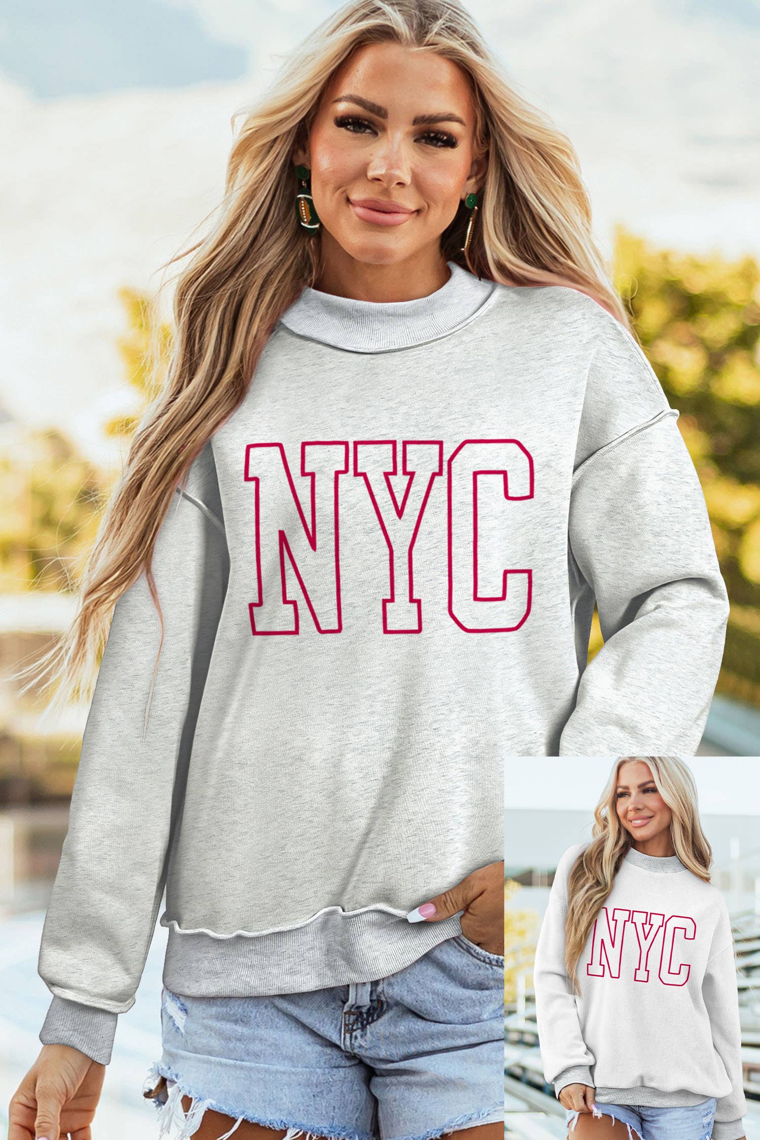 fashionworks - Vente Sweat-shirt – femme - Sweat-shirt oversize à col montant patché Sweetheart de la Saint-Valentin3