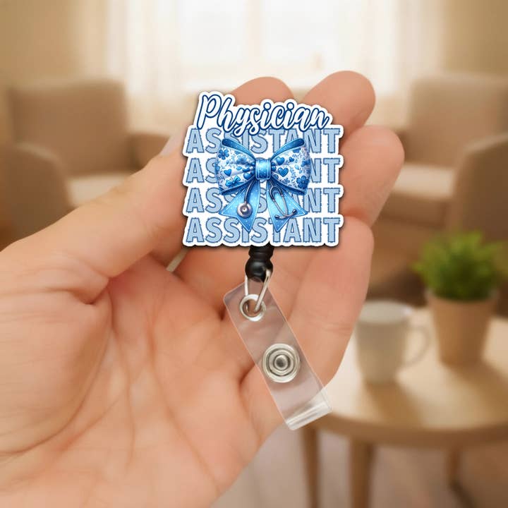 Good Girl Gone Badge - Wholesale Badge Accessory - Women's - Physician Assistant Blue Bow Badge Reel Acrylic Badge Holder1