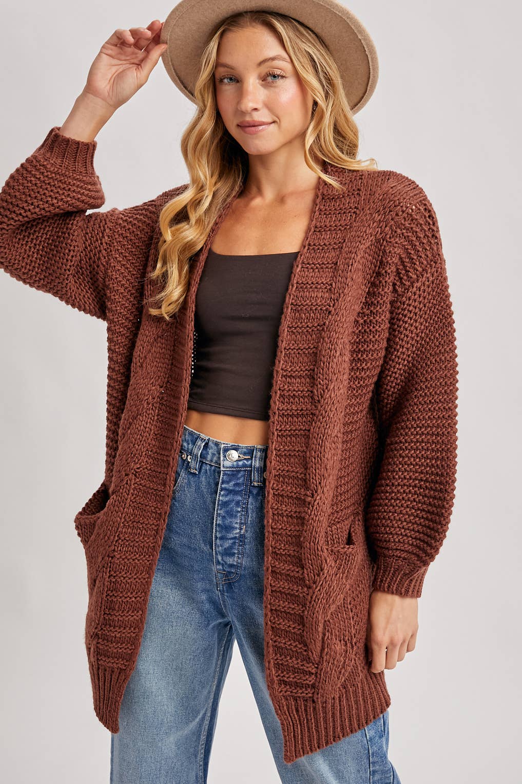 Bluivy - Vente Cardigan – femme - CARDIGAN À MANCHE LANTERNE À CÂBLE29
