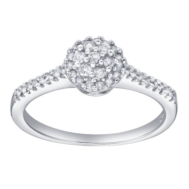 Nuvienne 14K White Gold Halo Cluster Diamond Ring – 0.3 Ct for wholesale by LuvMyJewelry (LMJ)