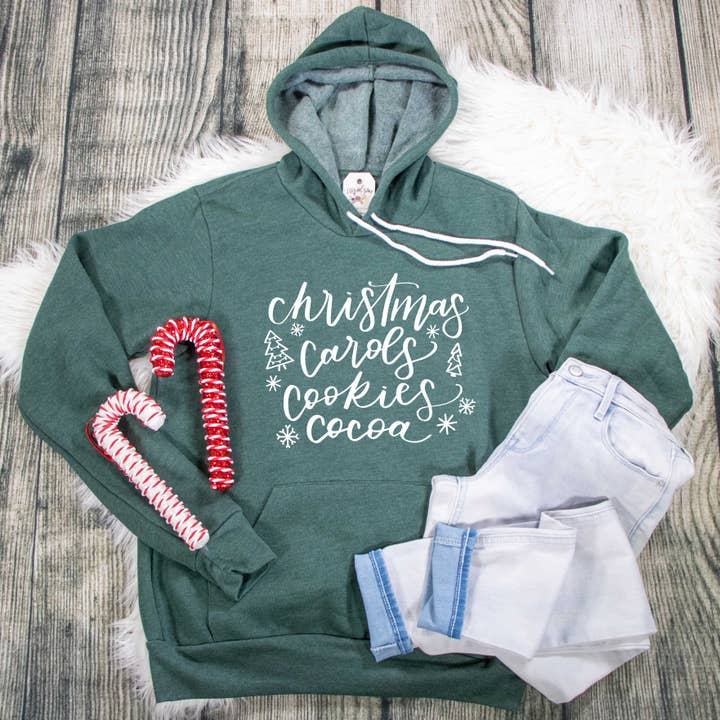 Christmas Carols Cookies Cocoa Premium Fleece Hoodie for wholesale by EllyandGrace