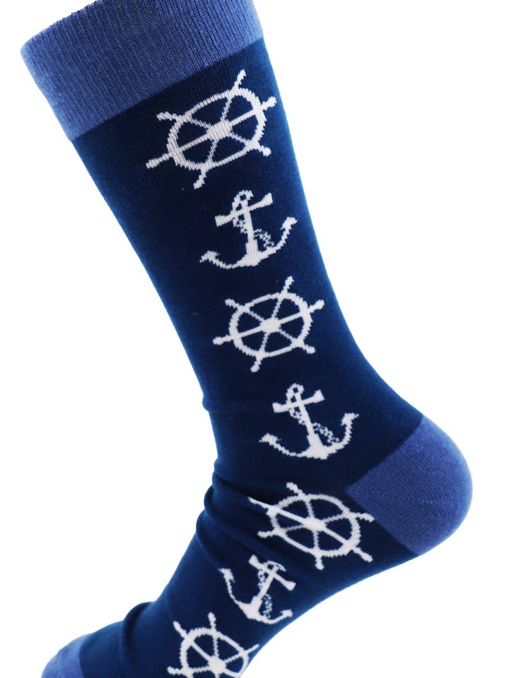 Calzini Novità Unisex con Ancora e Ruota del Timone della Nave per la vendita all'ingrosso da parte di SoXcellent