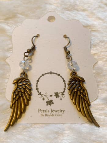 Angel Bronze Swarovski Wing Earrings for wholesale by Petals Jewelry Designs By Brandi Crain