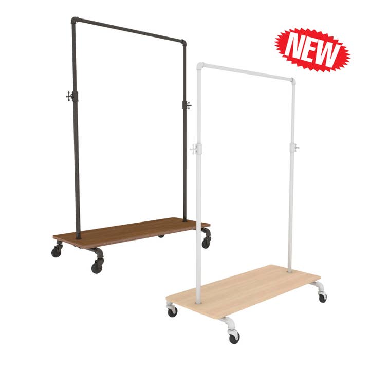 Pipeline Adjustable Ballet Bar Garment Rack with Base Shelf for wholesale by Econoco