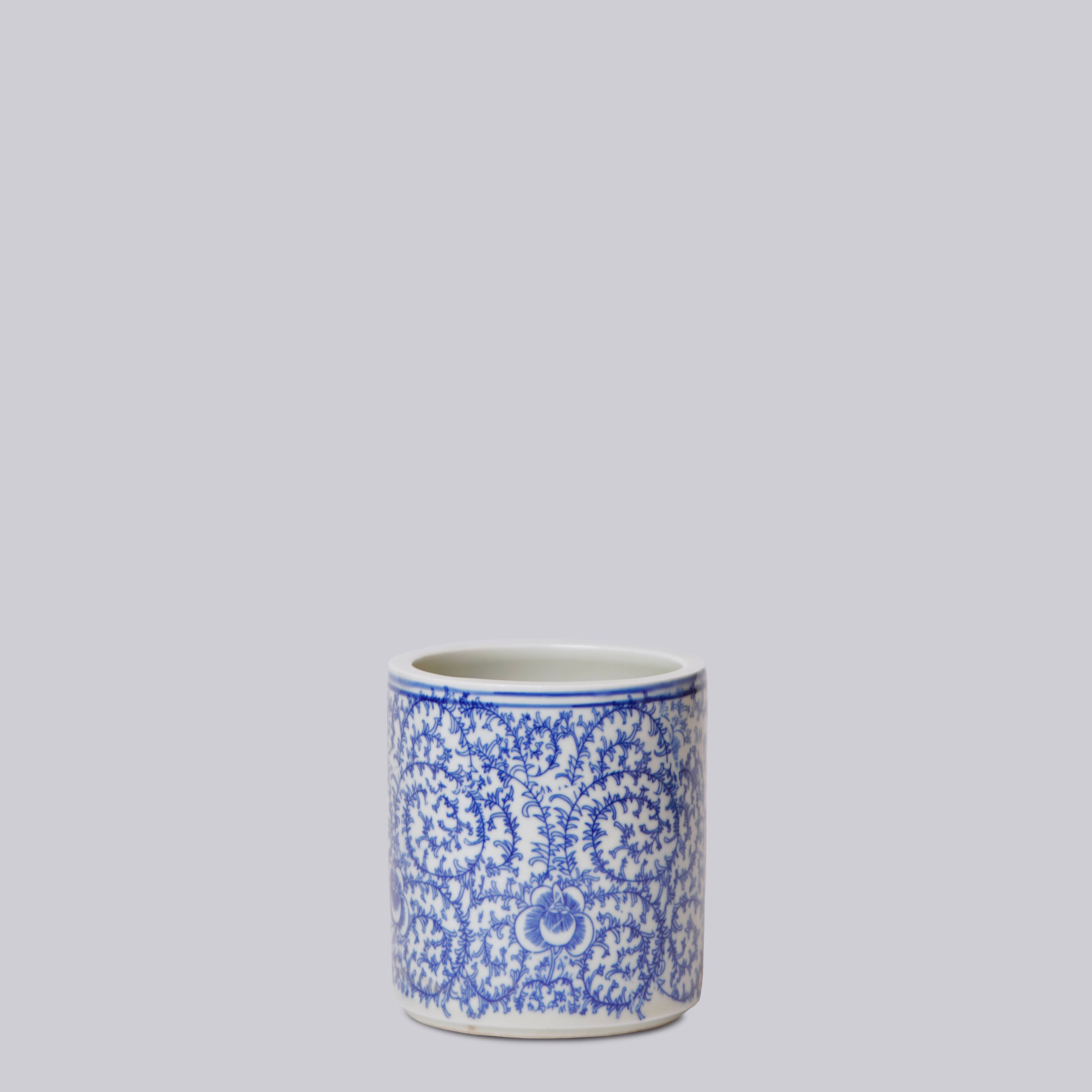 Cobalt Guild - Vente Pot pour plante d'intérieur - Petit cache-pot de pivoine de campagne en porcelaine bleue et blanche2
