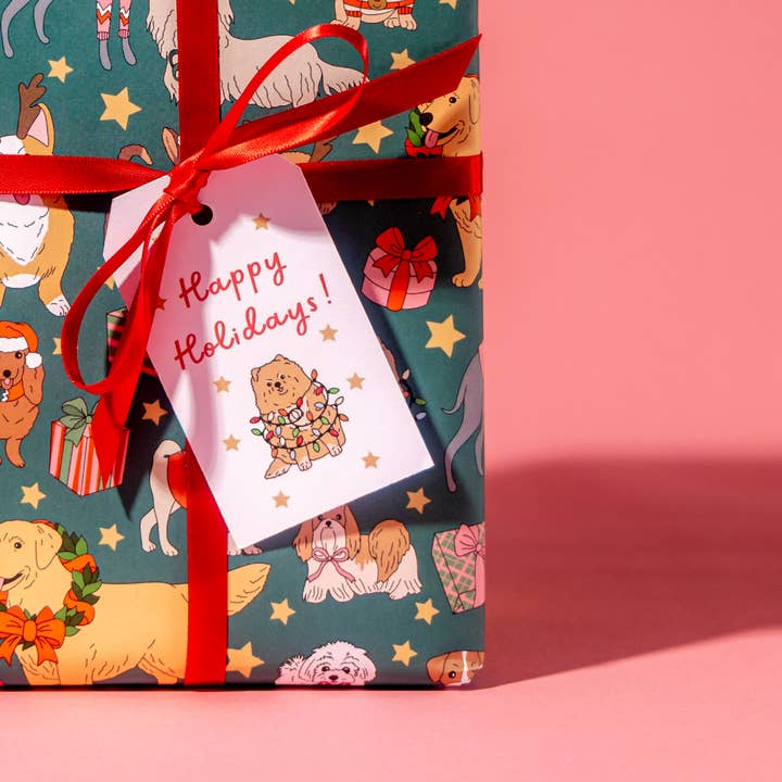 Illustrating Amy - Wholesale Wrapping Paper Roll - Holiday Dogs Gift Wrap Rolls