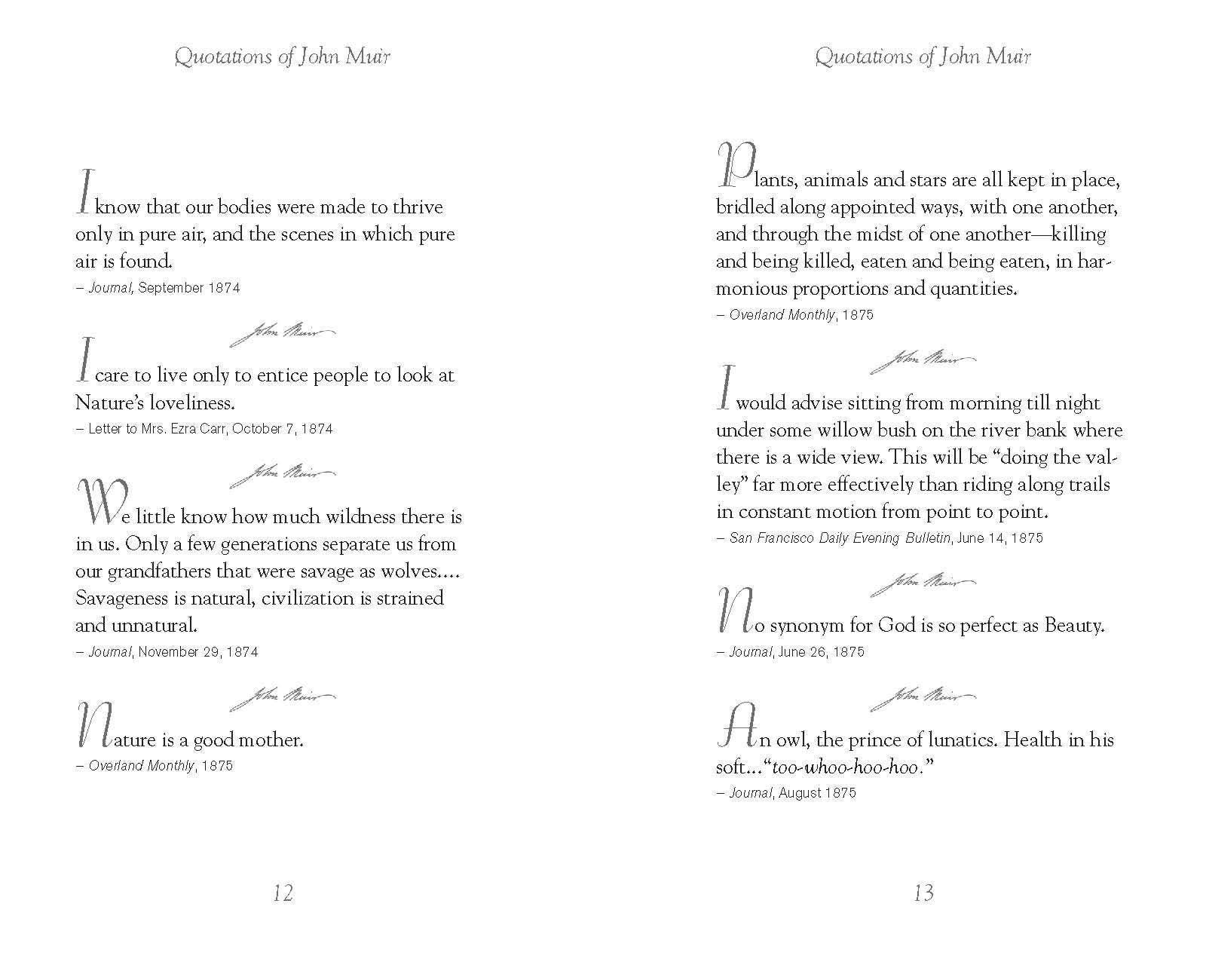 Applewood Books - Vente Nature & Outdoors - Citations de John Muir1