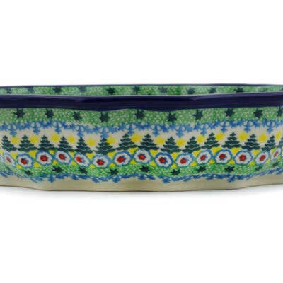 Bol de service 9" Thème de la forêt de Noël UNIKAT pour la vente par Polmedia Polish Pottery