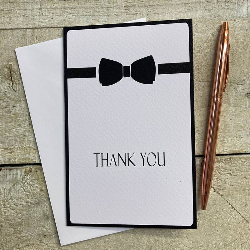 White Cotton Cards – wholesale Stationery/notecard set – Notelets- Thank You Bow Tie Pack of 6 (N95-10A)1