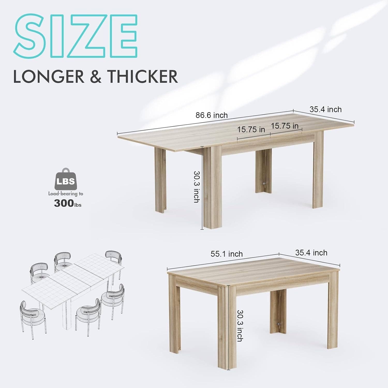 Oak Extendable Dining Table For Living Room And Kitchen for wholesale on Faire1