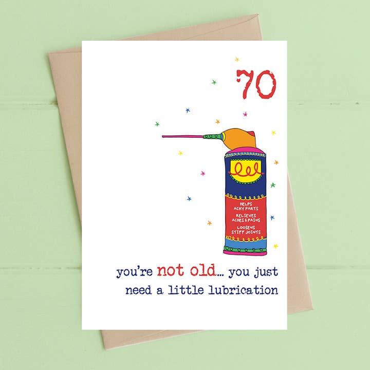 70-års fødselsdag - Du er ikke gammel - Hilsenkort for engroshandel hos Dandelion Stationery