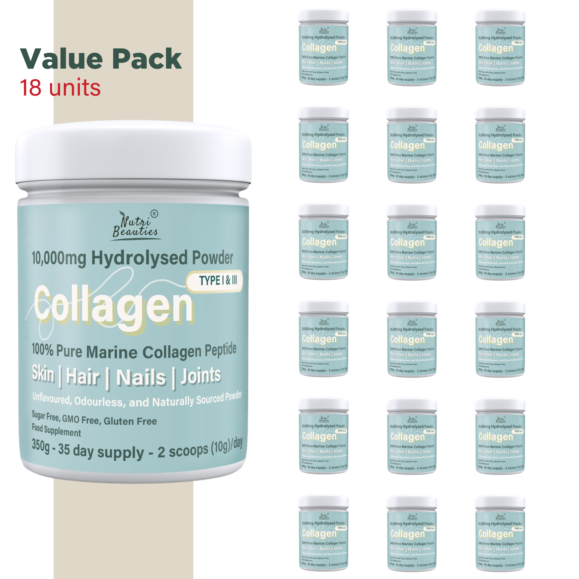 Nutri Beauties – wholesale Protein/superfood powder – NUTRI BEAUTIES Pure Marine Collagen Peptides Powder 10,000Mg0