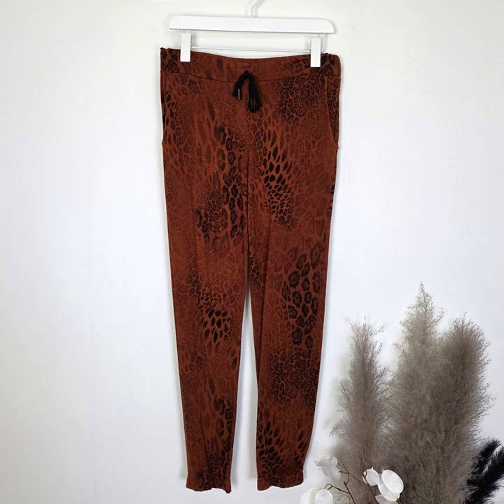 Super soft animal print joggers with drawstring waist (M-L) for wholesale by Tempest Designs