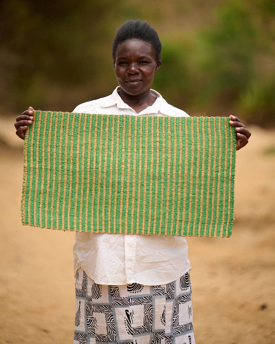 The Basket Room – wholesale Door mat – LENGO: Green & Brown Woven Sisal Doormat2