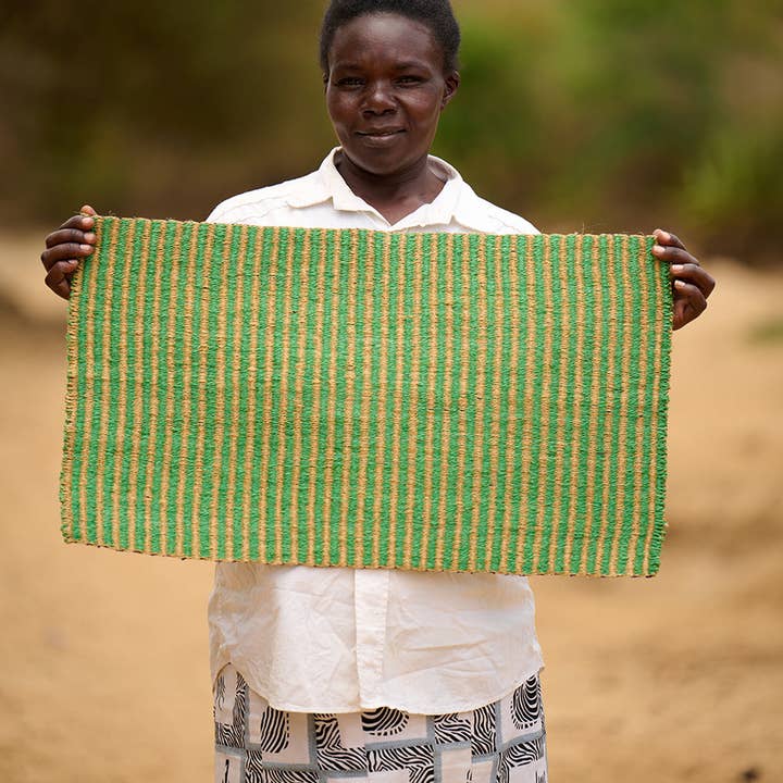 The Basket Room – wholesale Door mat – LENGO: Green & Brown Woven Sisal Doormat2