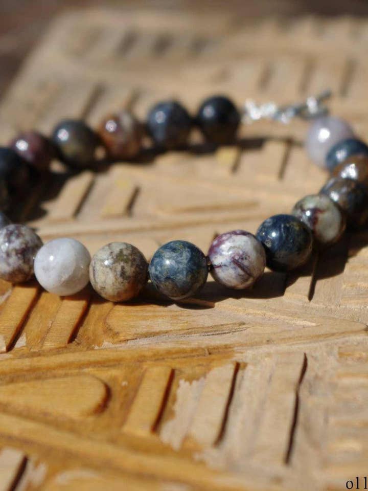 Pulsera de cuentas de madera petrificada de México para venta al por mayor de OllinMexica