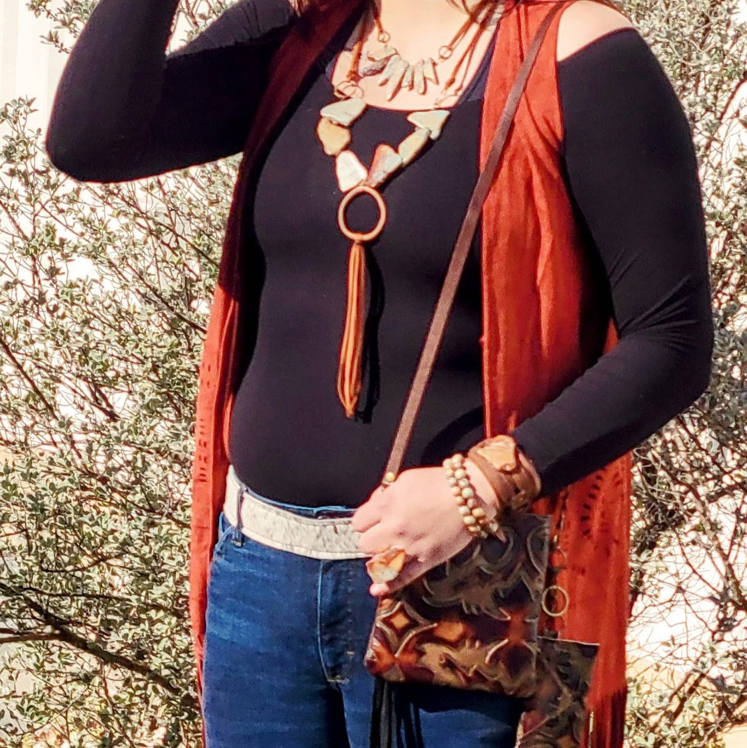 The Jewelry Junkie – Colar pingente/pendente por atacado – Colar de cordão de couro AQUA TERRA 231E2