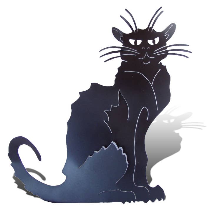 Crooks Designs - Wholesale Outdoor Ornament/Decor - Black Cat Yard Garden Statue, El Gato Metal Yard Art