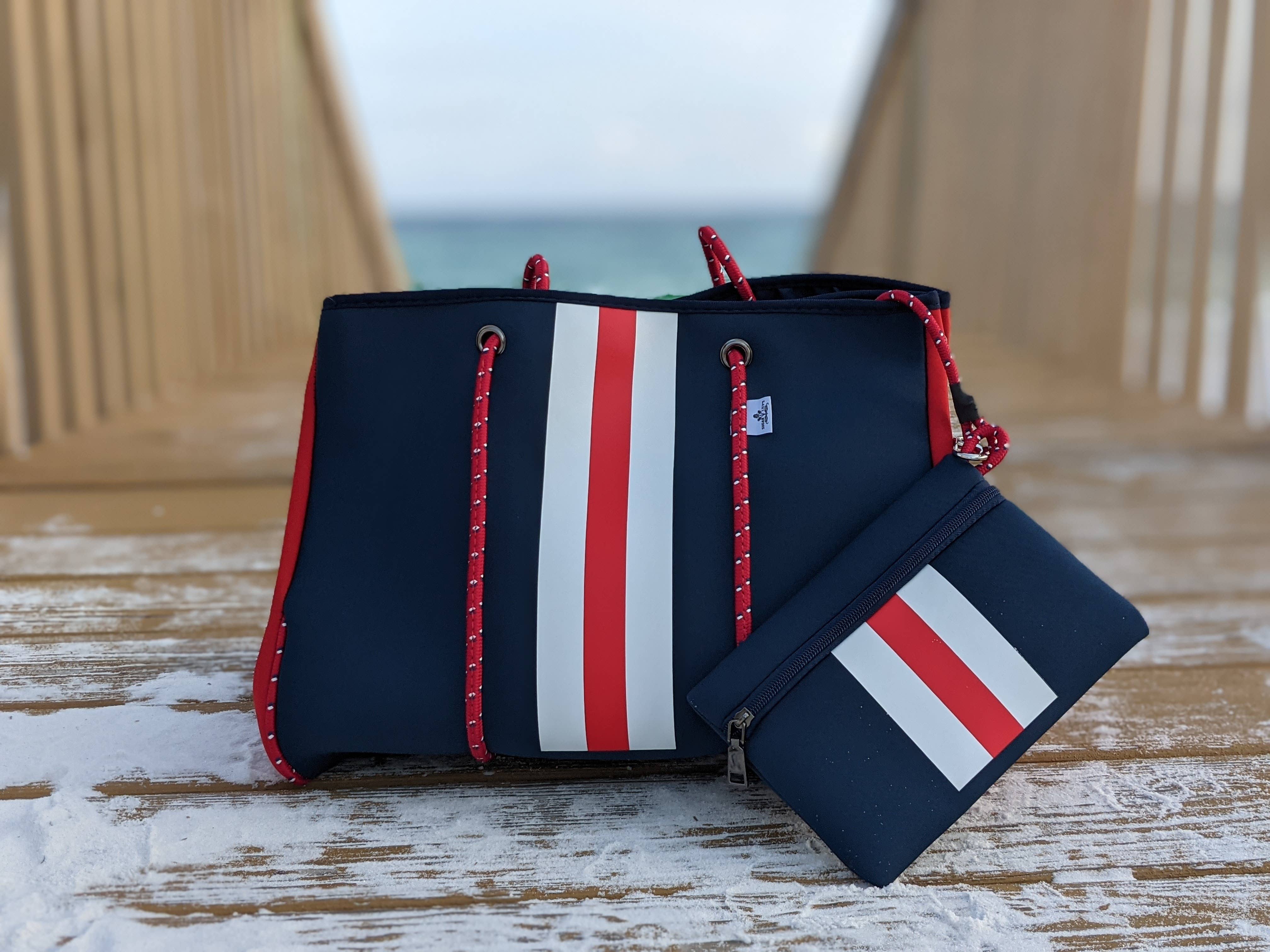 Sugar Lily's - Wholesale Tote Bag - Women's - Sugar Lily's- Neoprene Spirit Collection-Big Navy & Red