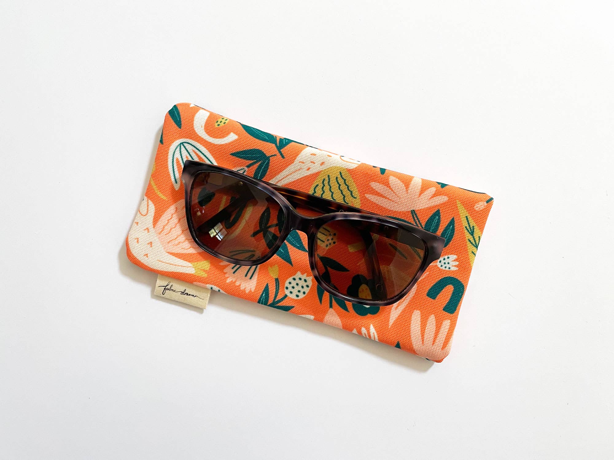Fabric Drawer - Wholesale Eyewear cases & holders – Women's - Handmade Fabric Sunglasses/Glasses Case - Orange Flowers4