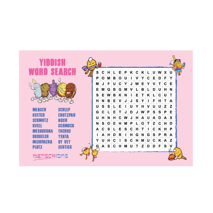 Menschions - Wholesale Puzzle - Adult - Funny Yiddish Word Search (Pack of 10)0